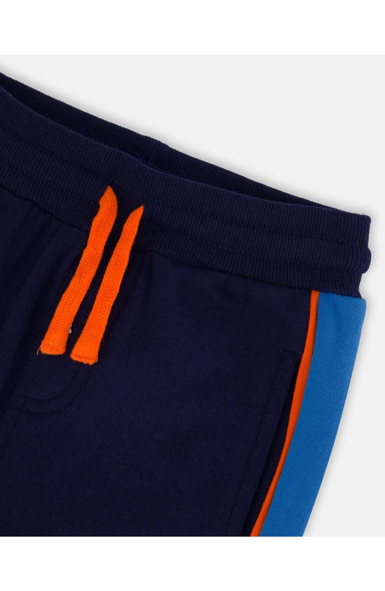 Deux par Deux Baby Boy's Fleece Sweatpants With Contrast Sides Navy, Alternate, color, 