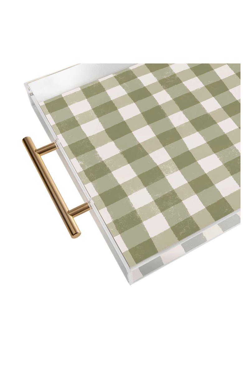 Menina Lisboa Rustic Plaid Acrylic Serving Tray, Alternate, color, GREEN