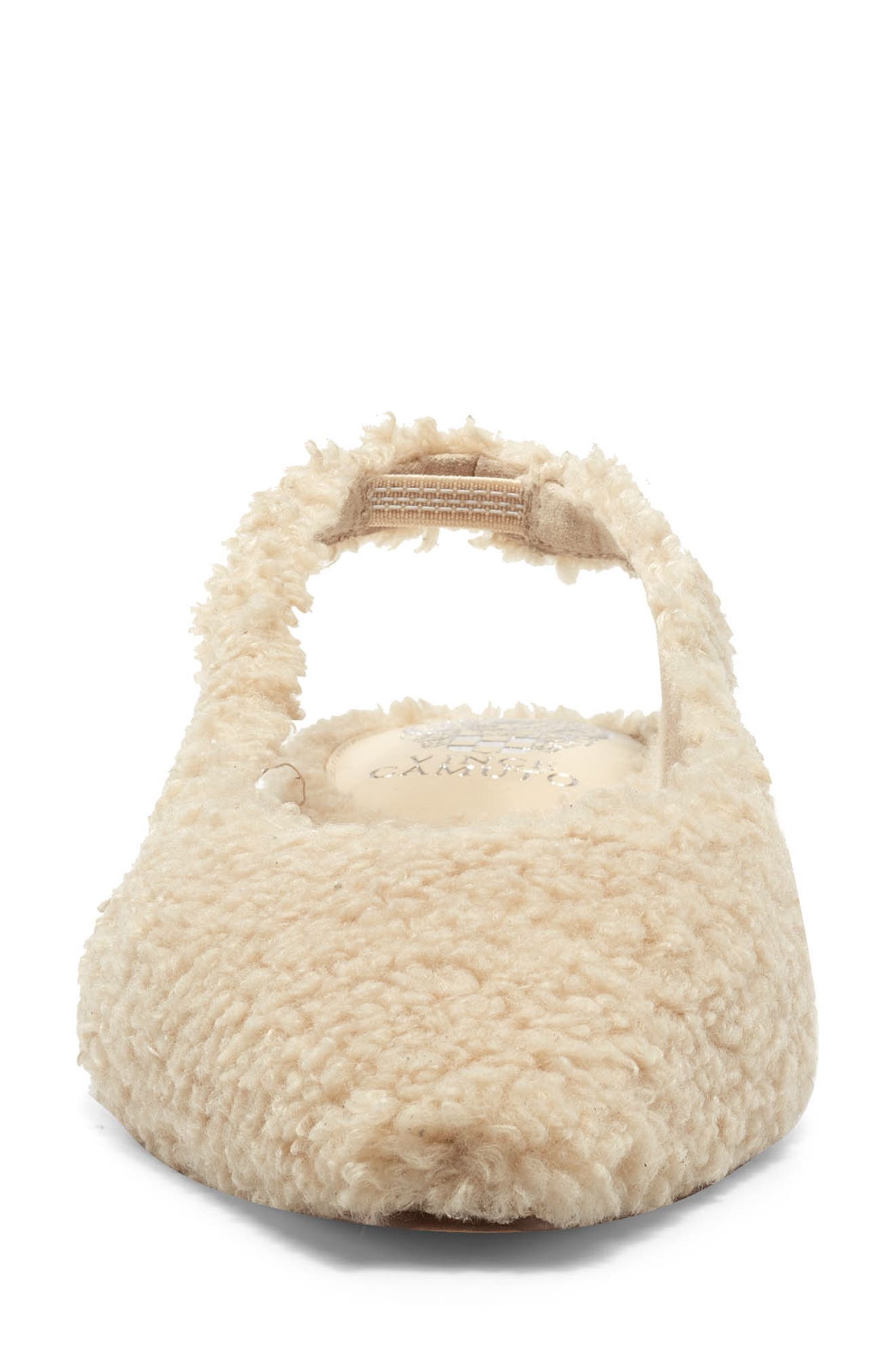 Presnue Faux Shearling Slingback Flat, Alternate, color, NATURAL