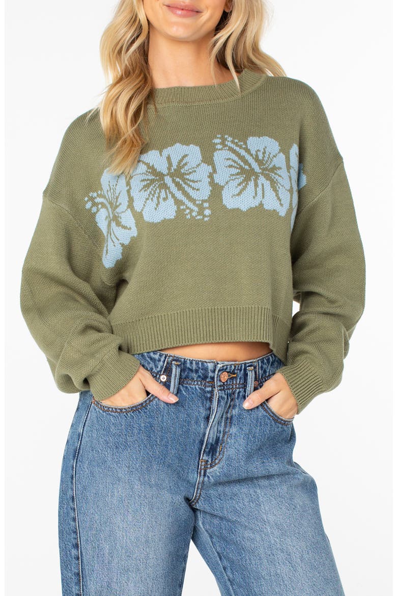 Hibiscus Harmony Sweater, Main, color, OIL GREEN