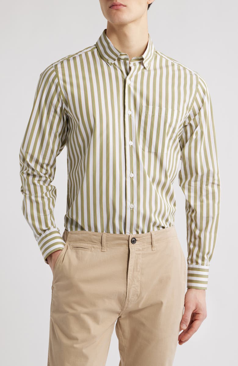 Scott Barber Bold Stripe Cotton Sateen Button-Down Shirt, Main, color, 