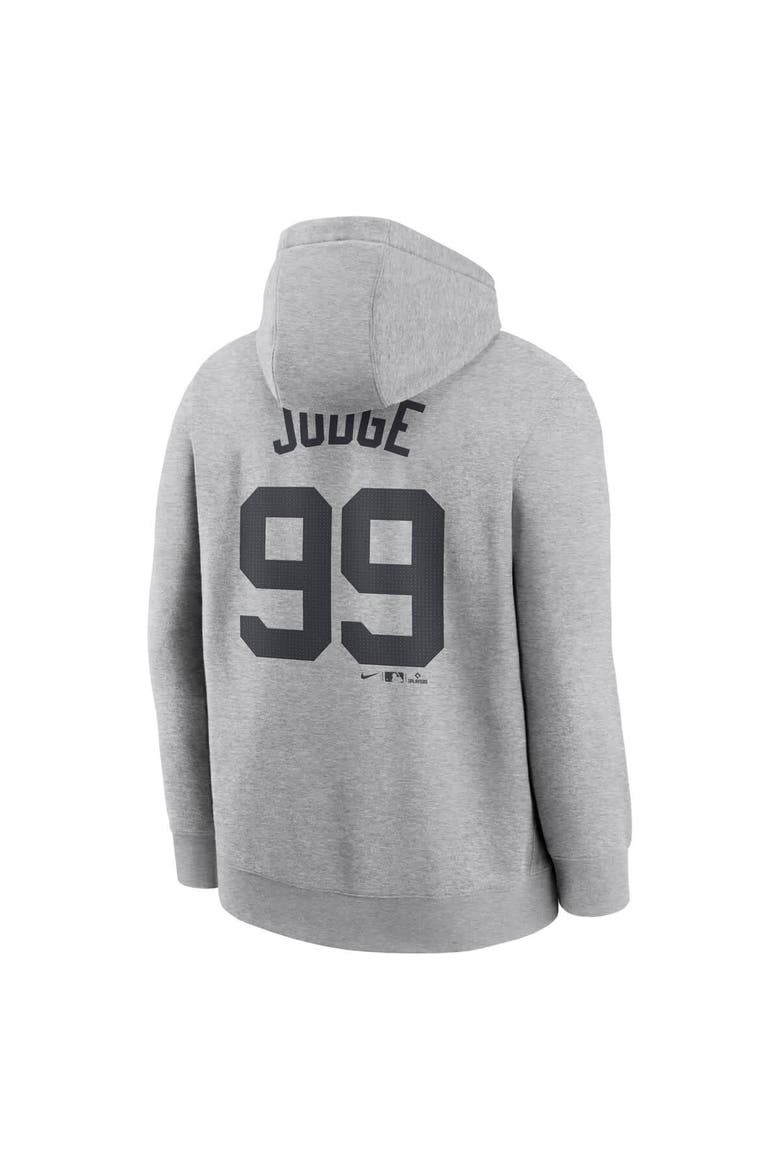 Men's Nike Aaron Judge Heather Gray New York Yankees Player Name & Number Club Fleece Pullover Hoodie, Alternate, color, Heather Gray