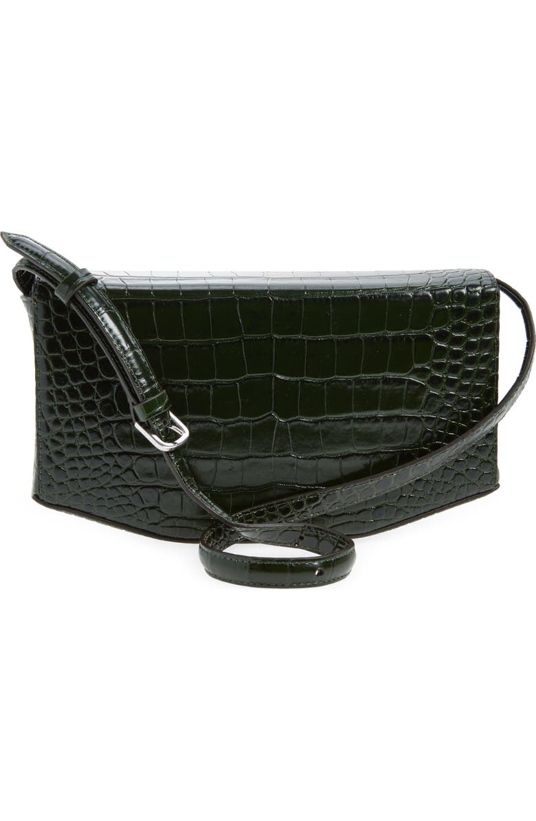 TOTEME Clip Croc Embossed Leather Clutch, Alternate, color, Dark Green