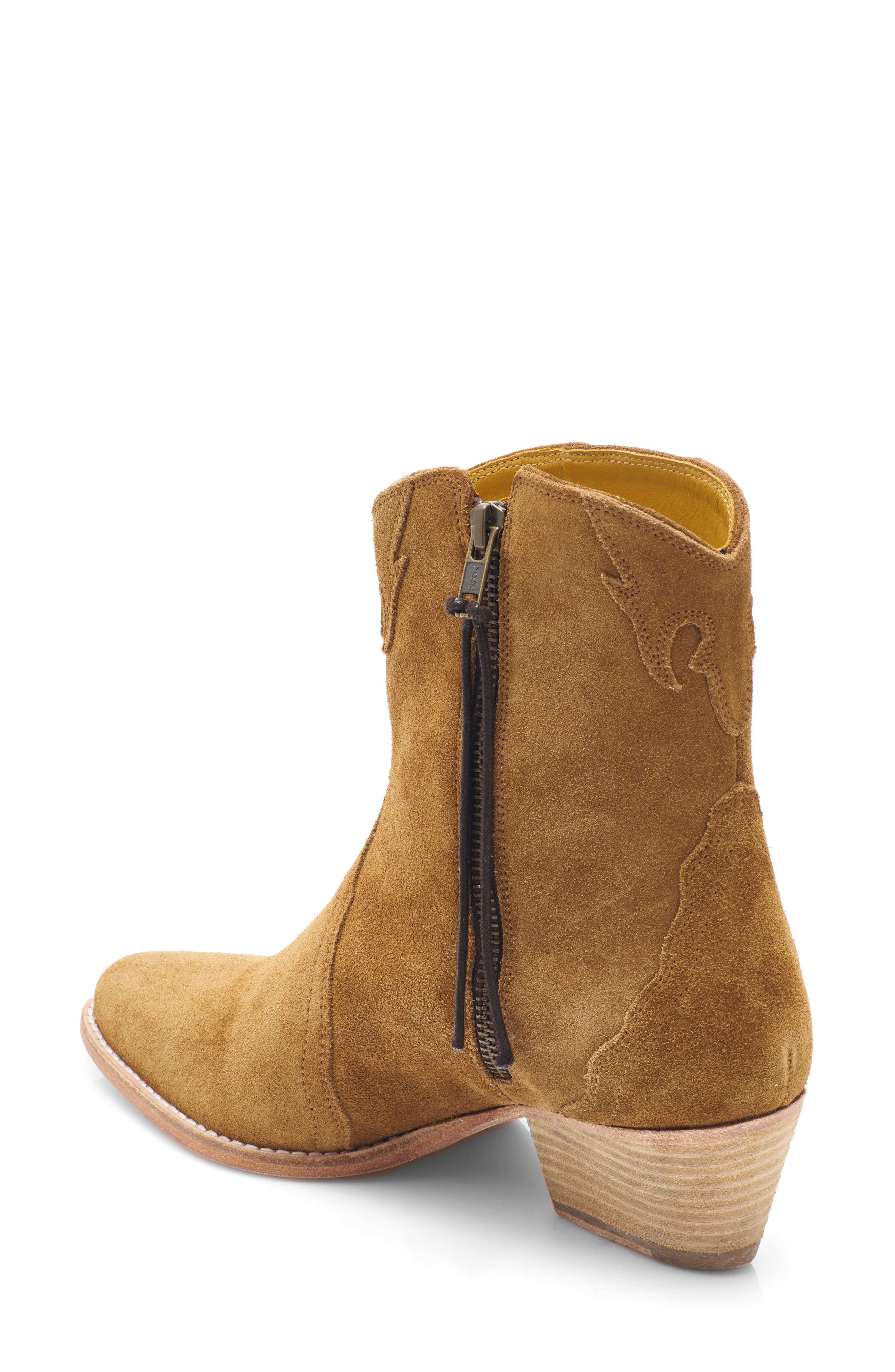 Free People New Frontier Western Bootie, Alternate, color, Camel Suede