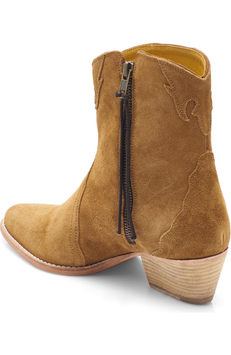 Free People New Frontier Western Bootie, Alternate, color, Camel Suede