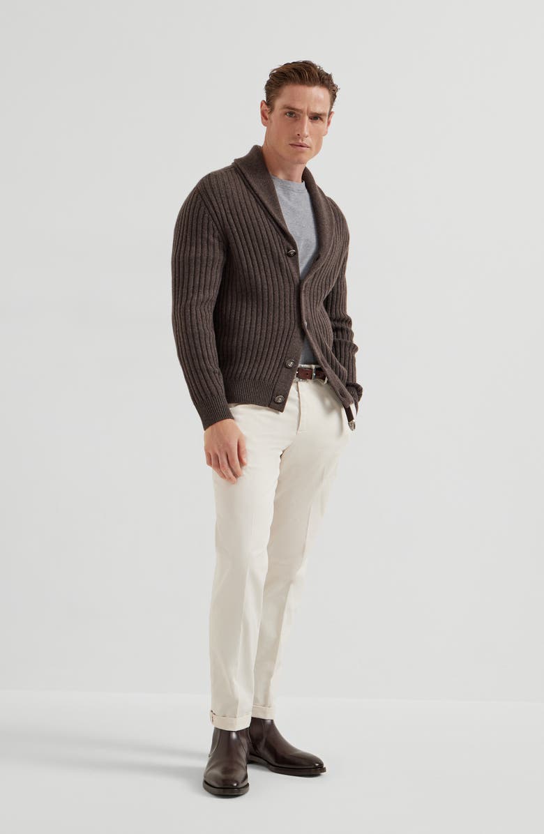 Brunello Cucinelli Gabardine garment dyed trousers, Alternate, color, Off-White