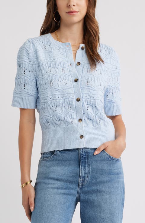 Short Sleeve Pointelle Cardigan