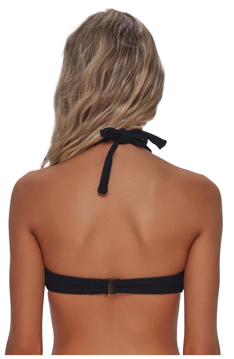 Pacifica by Sunsets Splash Halter Bikini Swimsuit Top, Alternate, color, Black Pacifica Rib