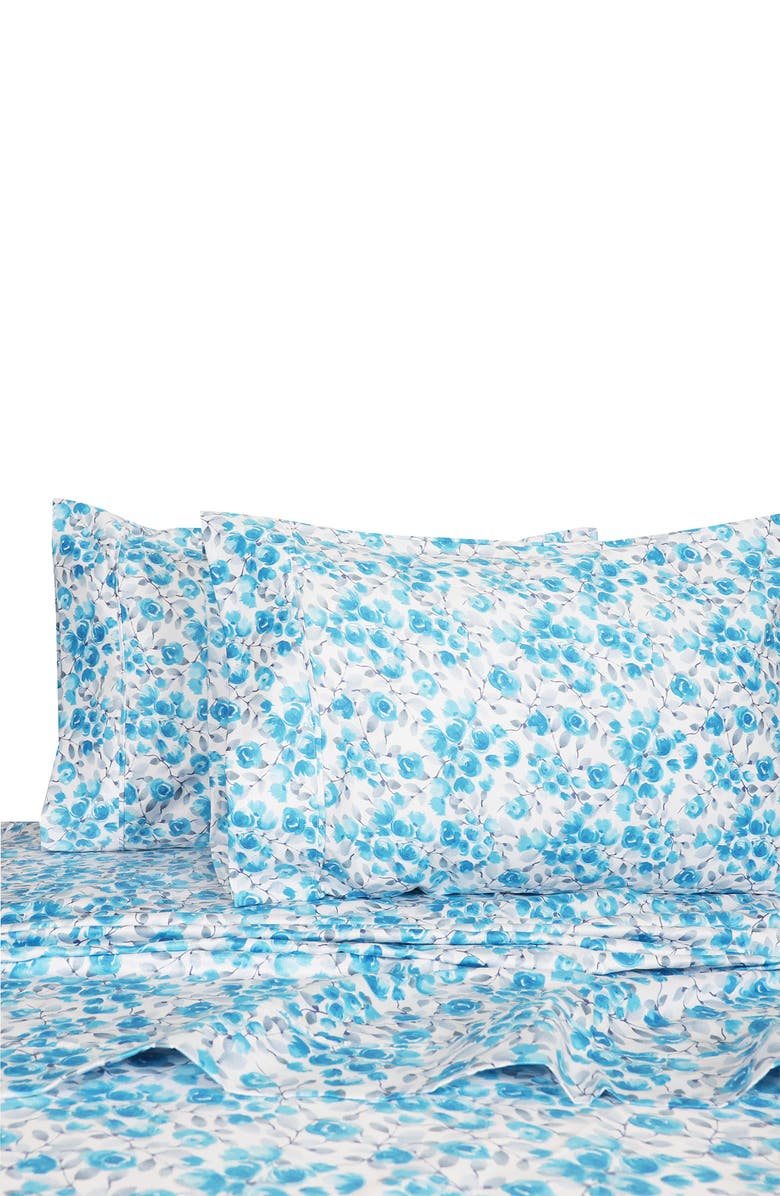 MELANGE HOME Red Queen 400 Thread Count Cotton Poppy Sheet 4-Piece Set, Main, color,