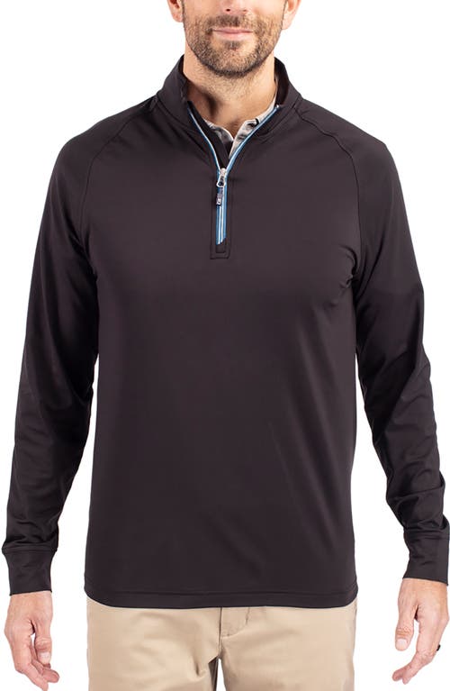 Cutter & Buck Adapt Eco Knit Stretch Recycled Mens Big And Tall Quarter Zip Pullover Jacket In Black