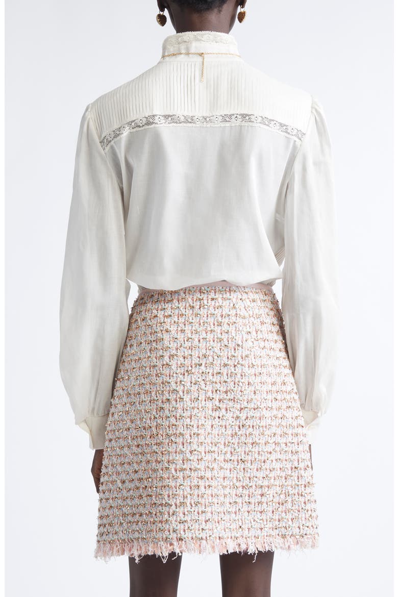 Lace Inset Silk Organza Shirt, Alternate, color, SAND