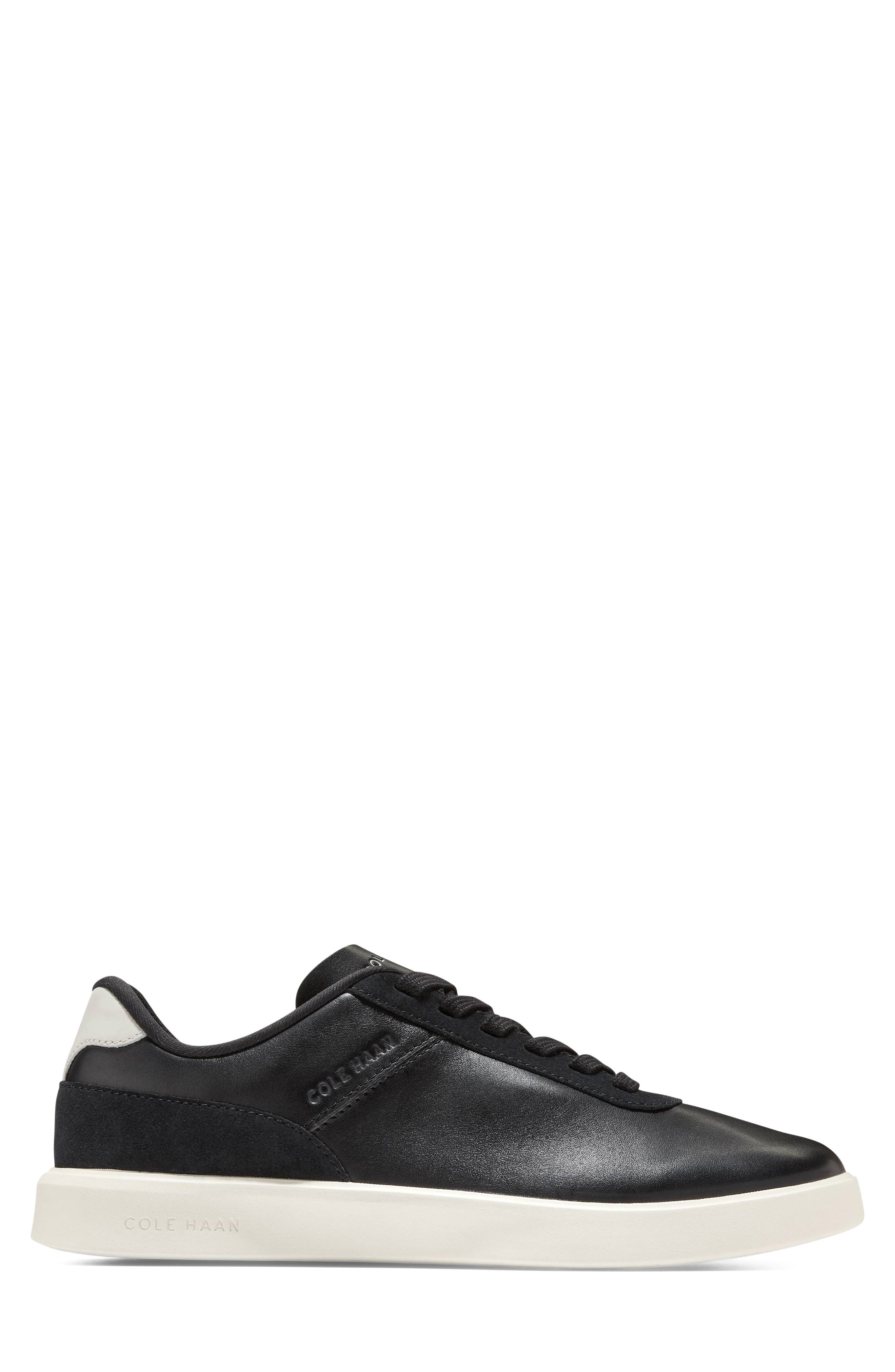 Grand Crosscourt Packaway Leather Sneaker, Alternate, color, BLACK / IVORY