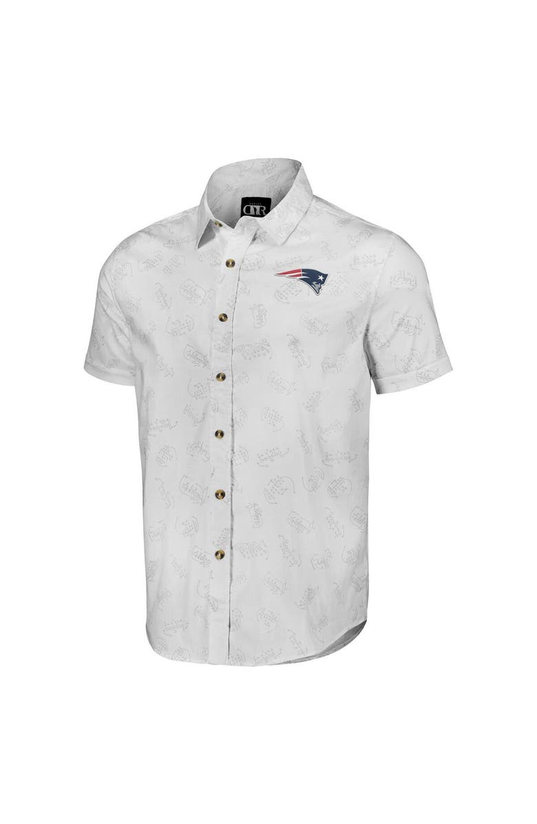 NFL X DARIUS RUCKER Men's NFL x Darius Rucker Collection by Fanatics White New England Patriots Woven Short Sleeve Button Up Shirt, Alternate, color, White