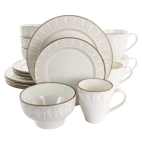 Golden Halo 16 Piece Stoneware Dinnerware Set