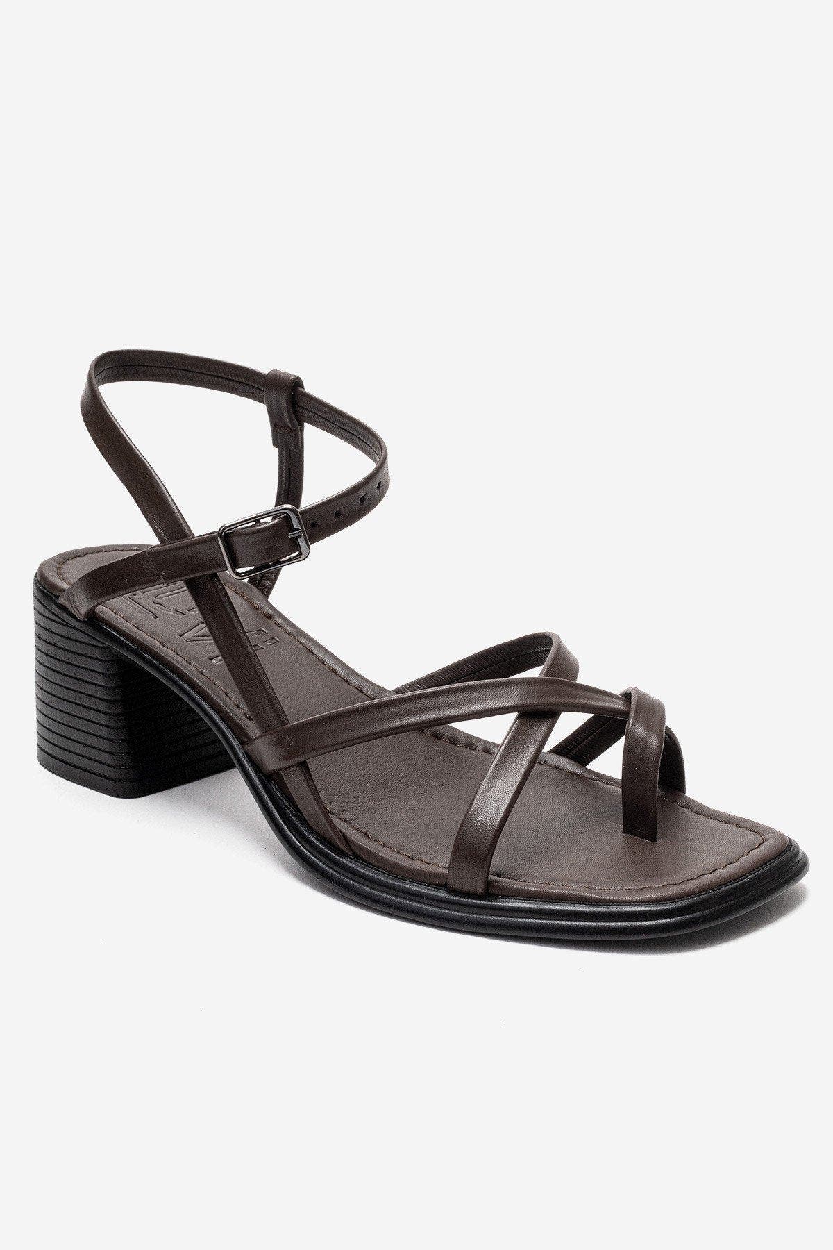 Lavish Leather Block Heel Sandal, Main, color, Brown