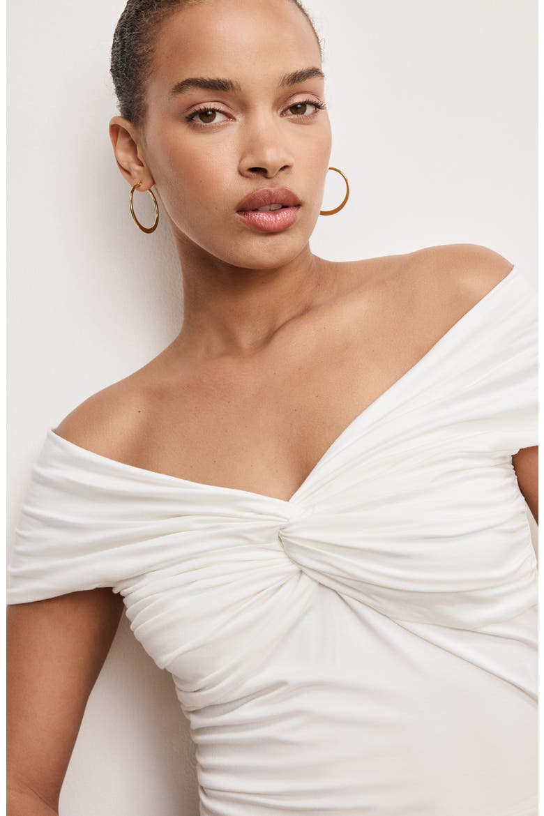 Off the Shoulder Twist Jersey Crop Top, Alternate, color, CLOUD WHITE001