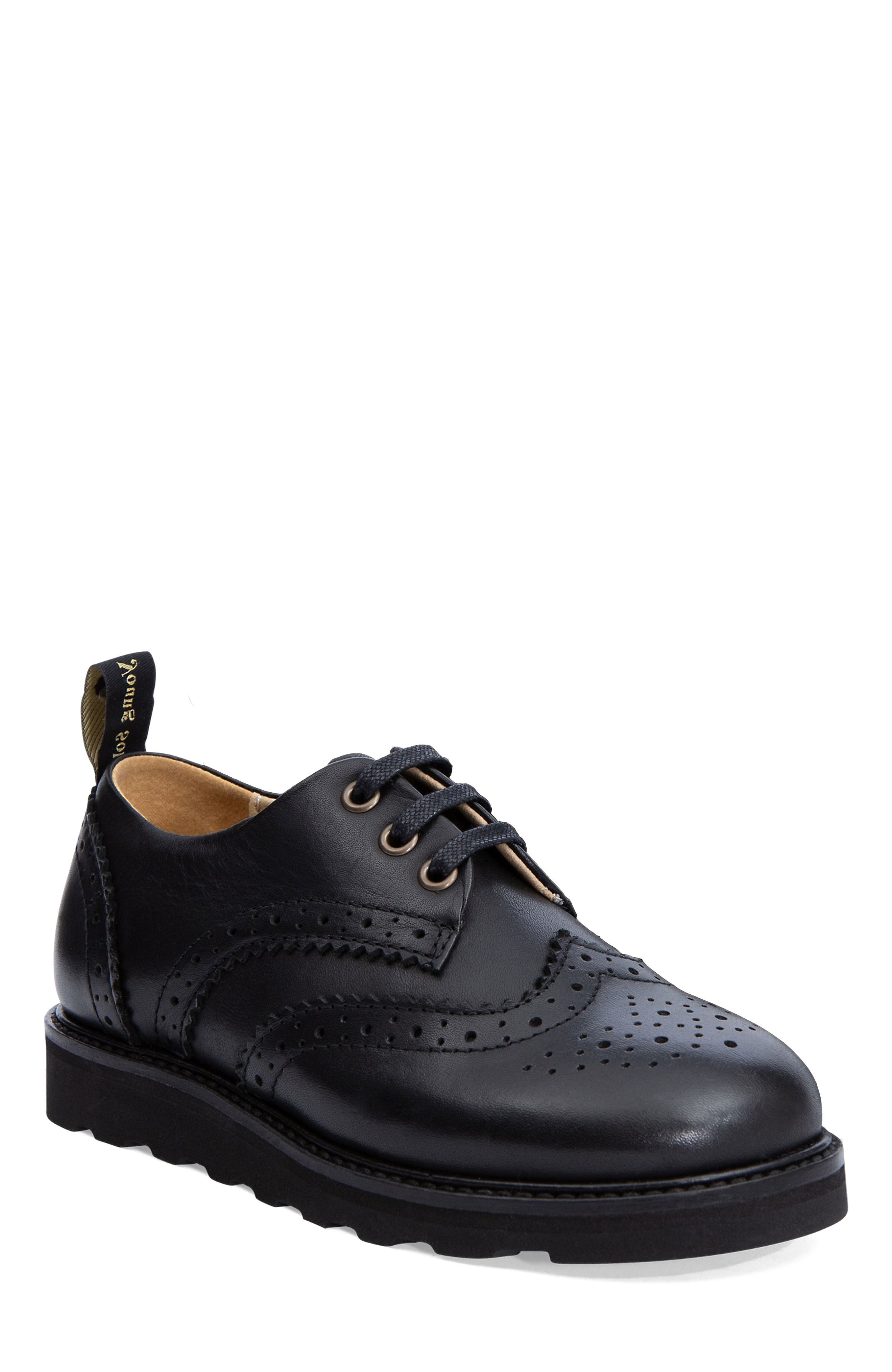 Young Soles Brando Kids Brogue Shoe, Alternate, color, All Black