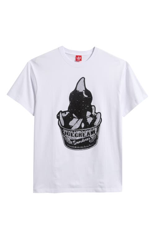Icecream Gleam Embellished T-shirt In White