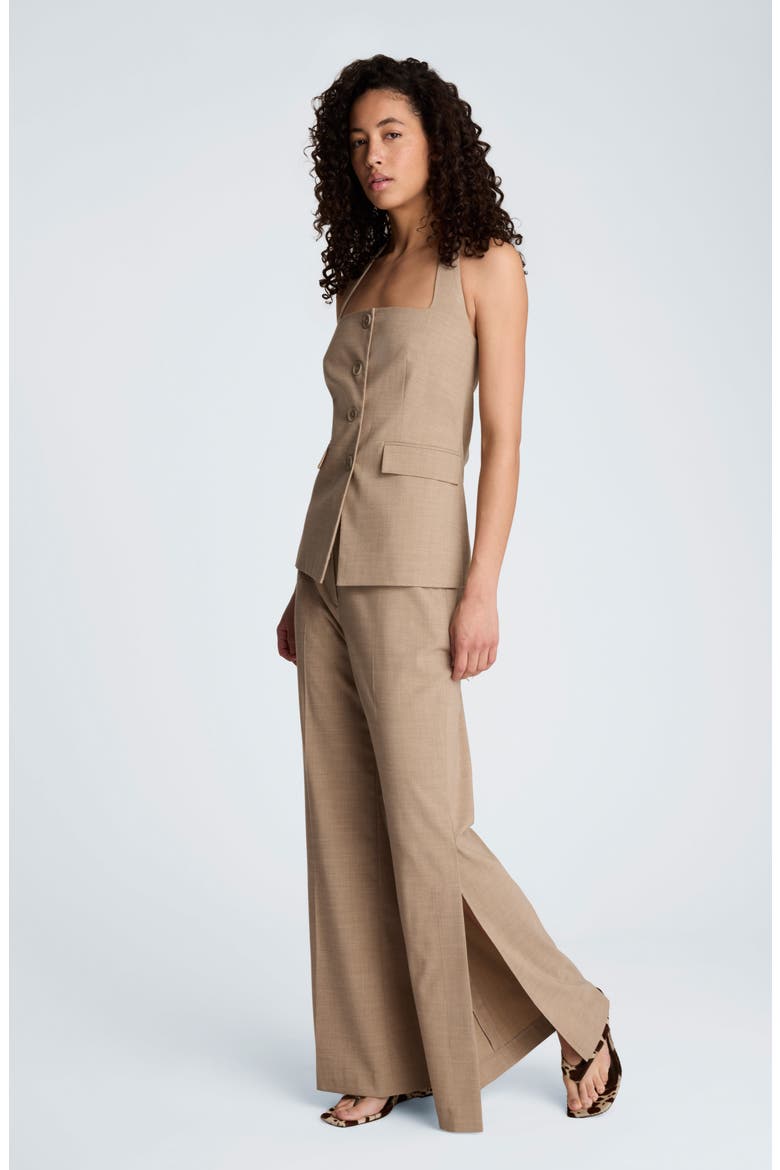 Crosshatch Halter Neck Vest, Alternate, color, MESA TAUPE/ PURE WHITE