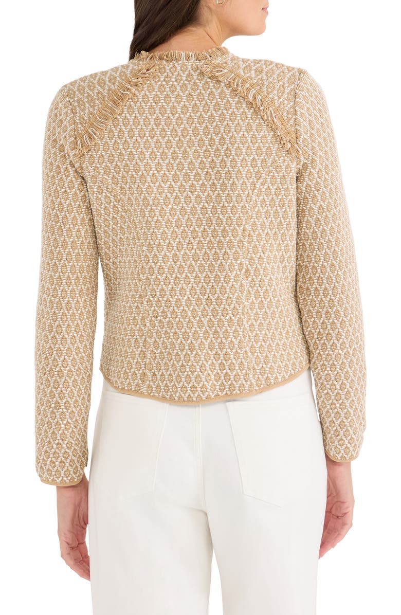 NIC+ZOE Brocade Jacquard Fringe Jacket, Alternate, color, Neutral Multi