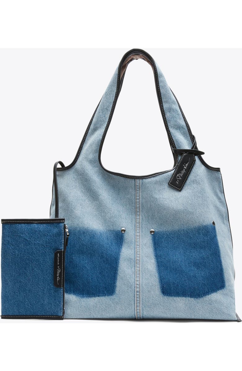 3.1 Phillip Lim Ghost Patch Market Tote Bag, Main, color, Light Denim