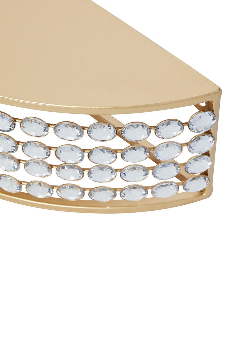 Goldtone Metal Contemporary Wall Shelf with Crystal Embellishment - Set of 2, Alternate, color, GOLD