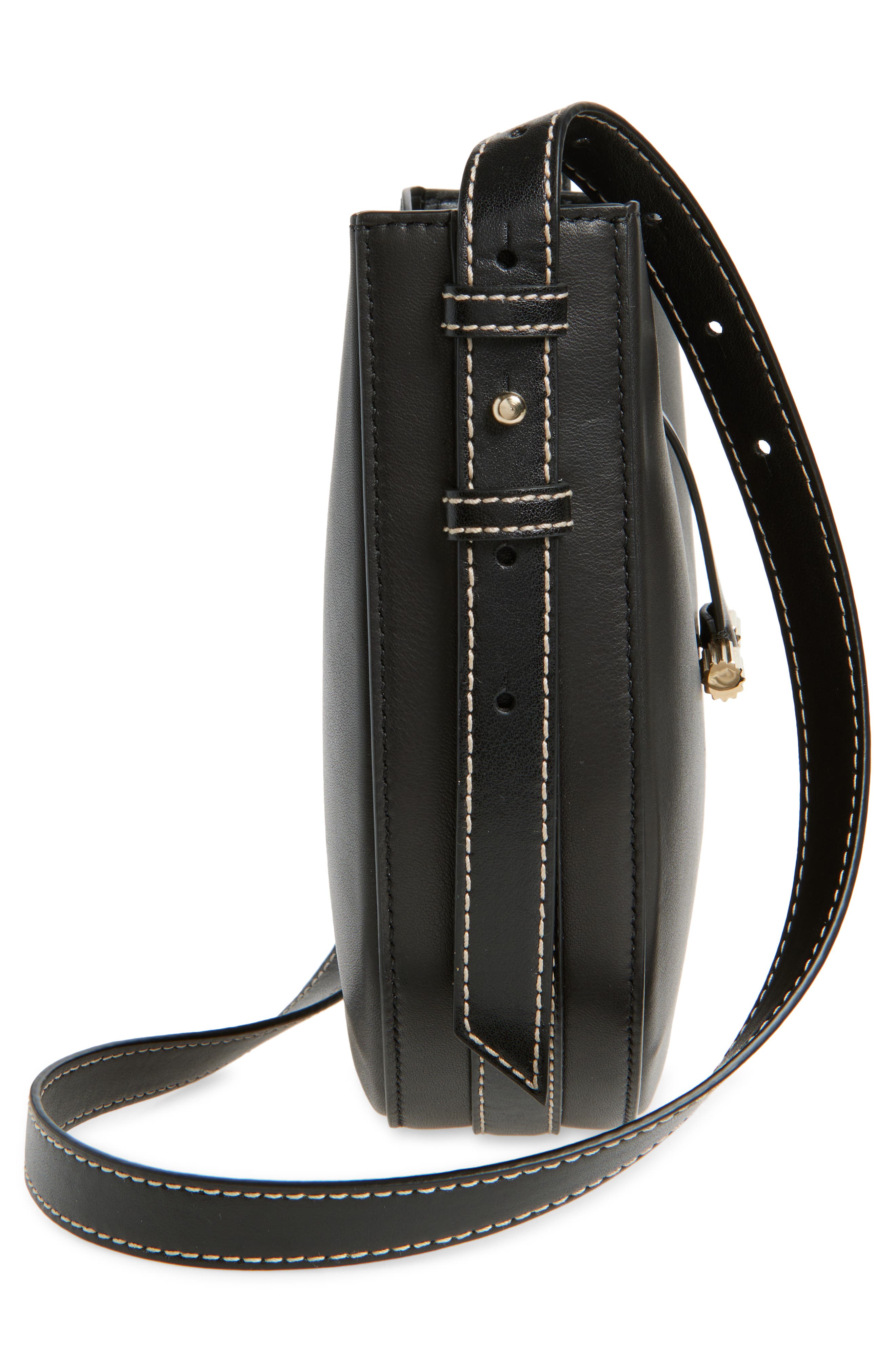 Victoria Beckham Dia Leather Crossbody, Alternate, color, Black