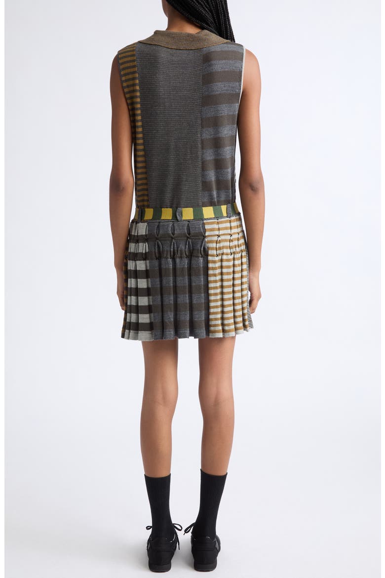 Mismatch Sleeveless Polo Merino Wool Dress, Alternate, color, GREY MULTI