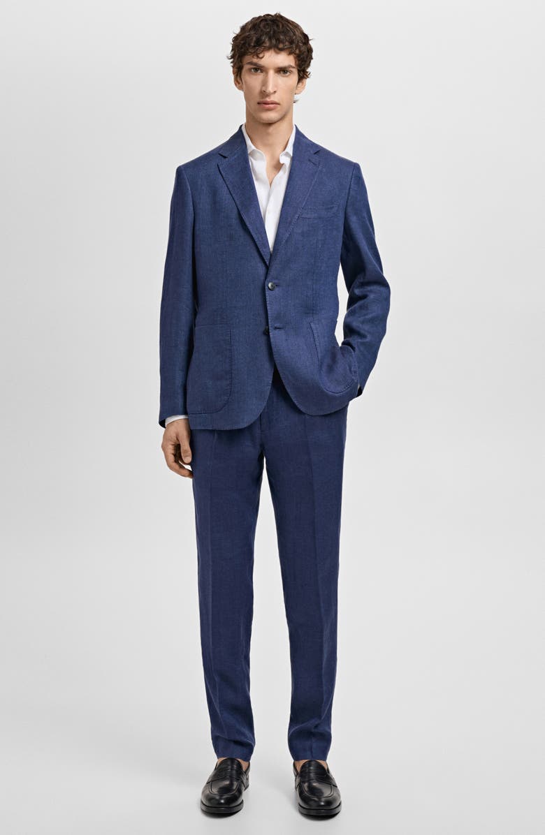 MANGO Salerno Linen Sport Coat, Alternate, color, Indigo Blue