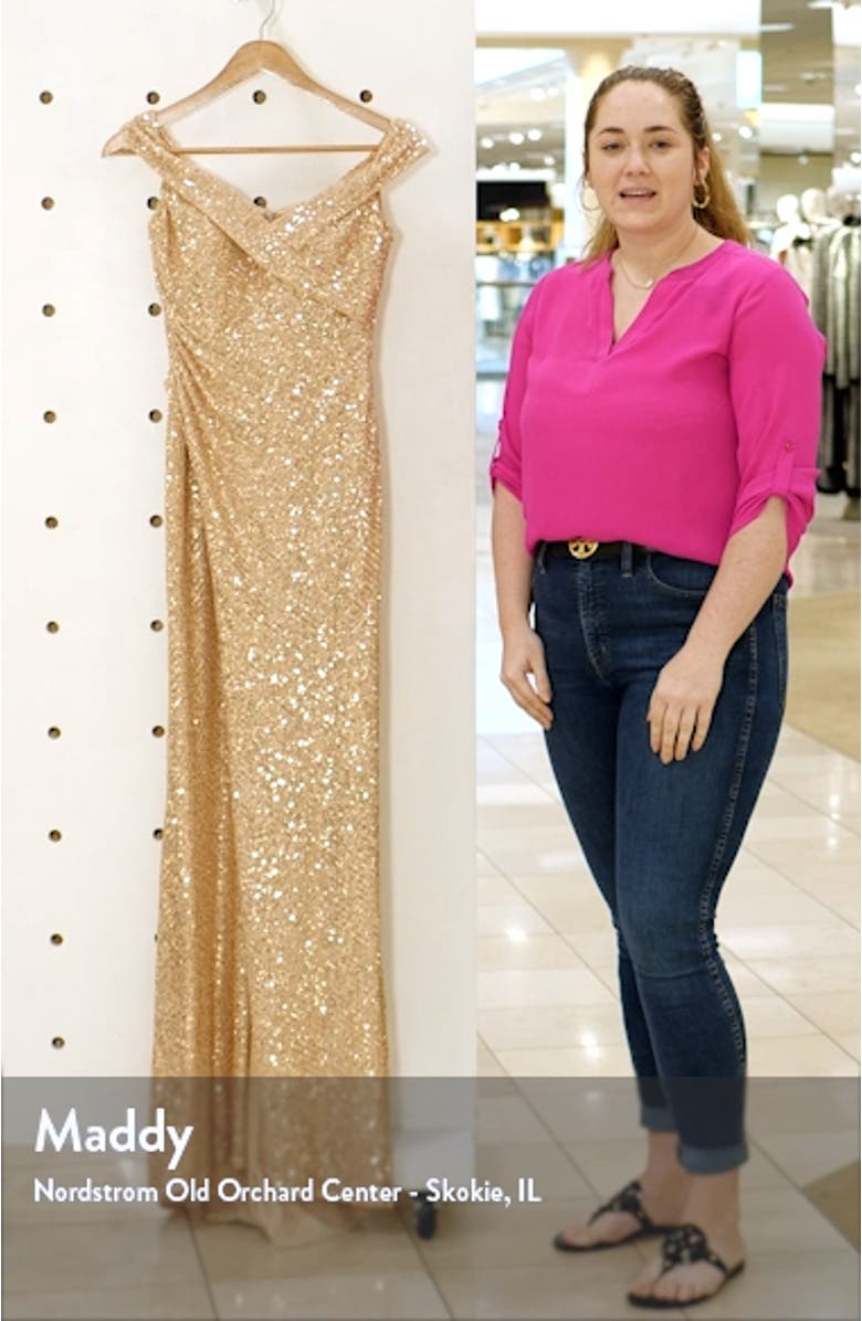 Sequin Off the Shoulder Gown, sales video thumbnail
