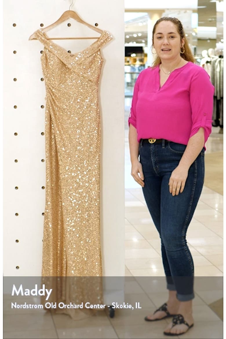 Sequin Off the Shoulder Gown video