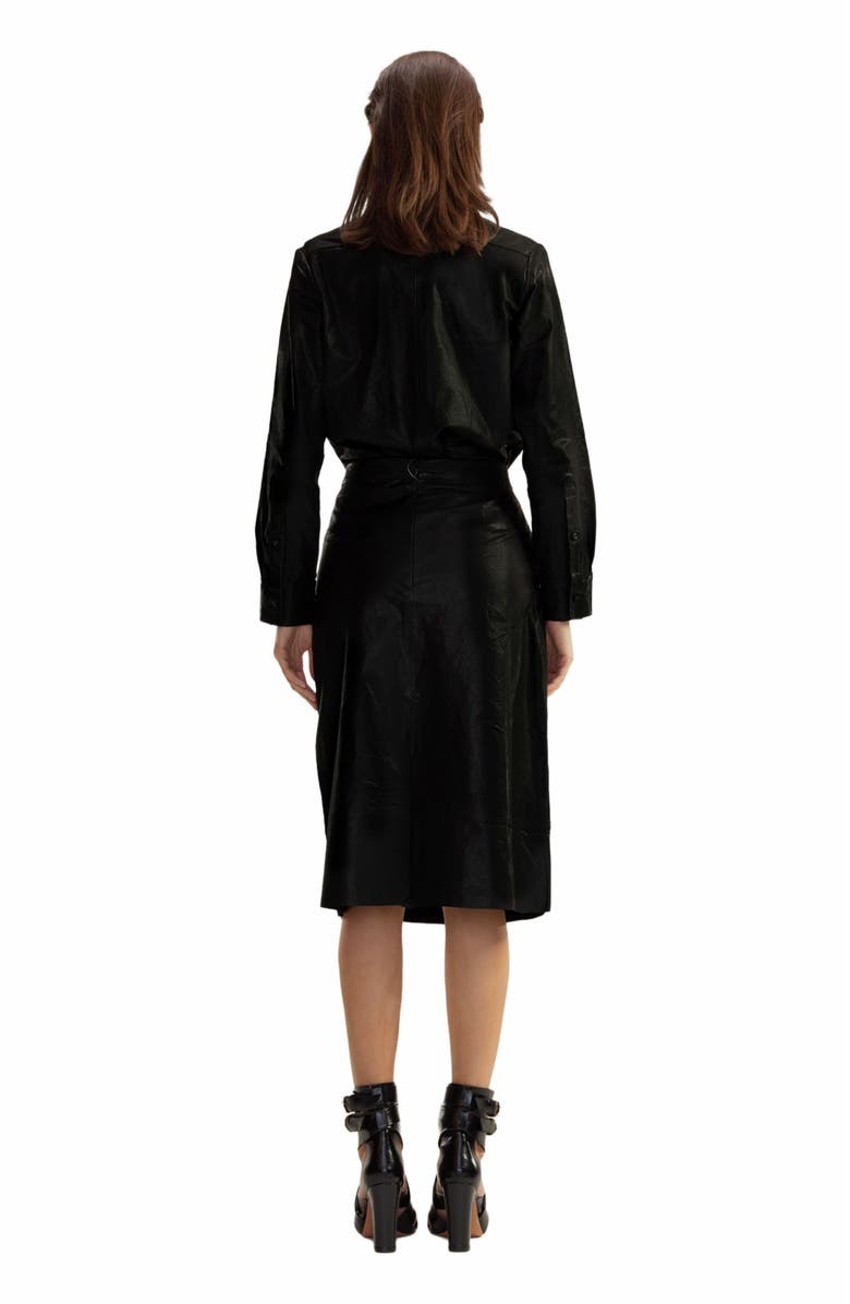 Cynthia Rowley Leather Midi Skirt, Alternate, color, Black
