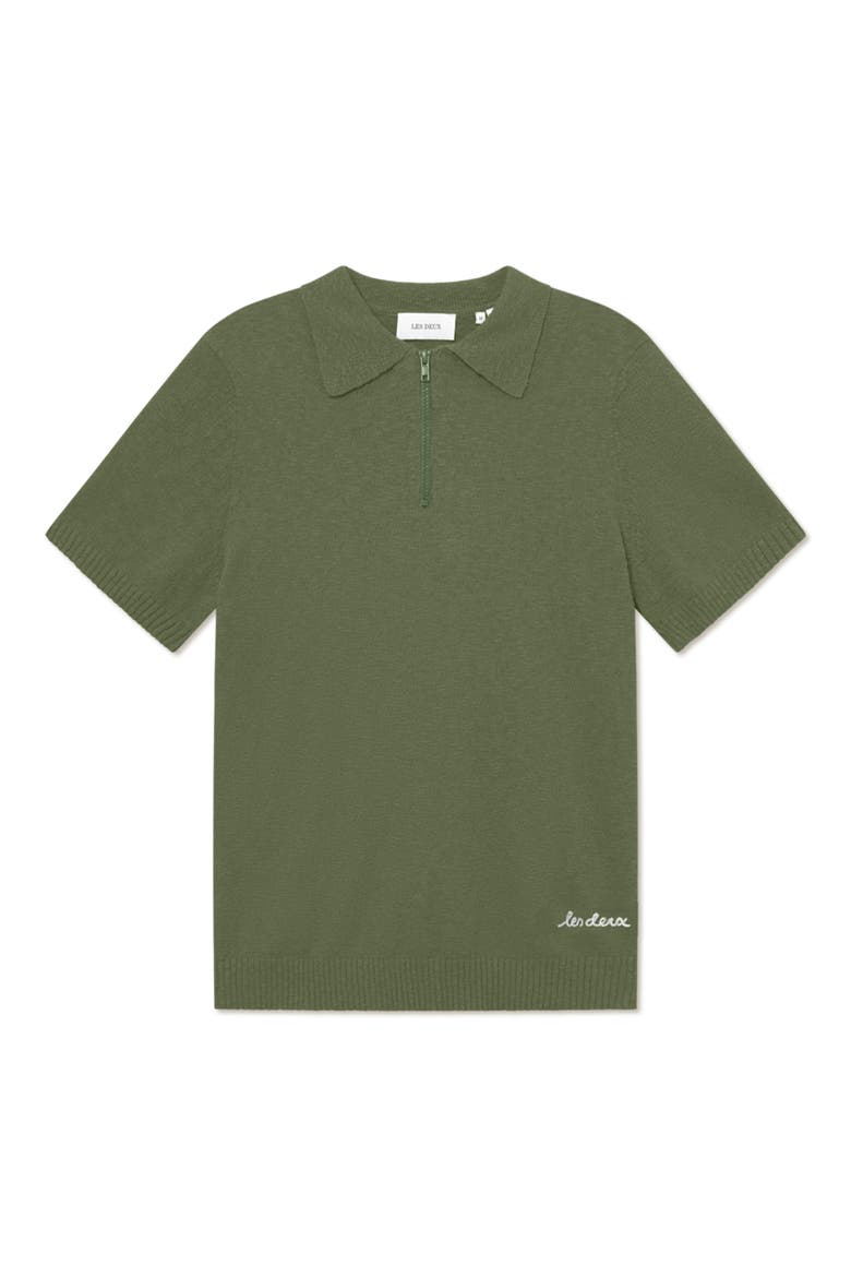 Brad Zipper Cotton Polo, Main, color, CHIVE GREEN