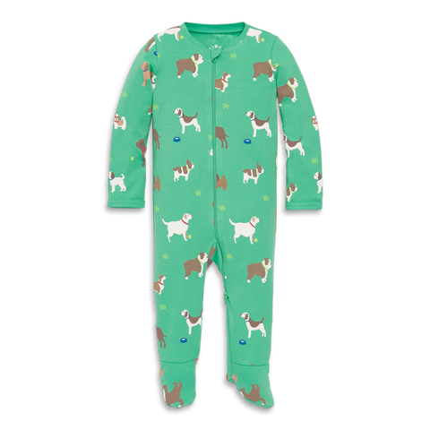 Baby Organic Zip Footie In Fall Prints
