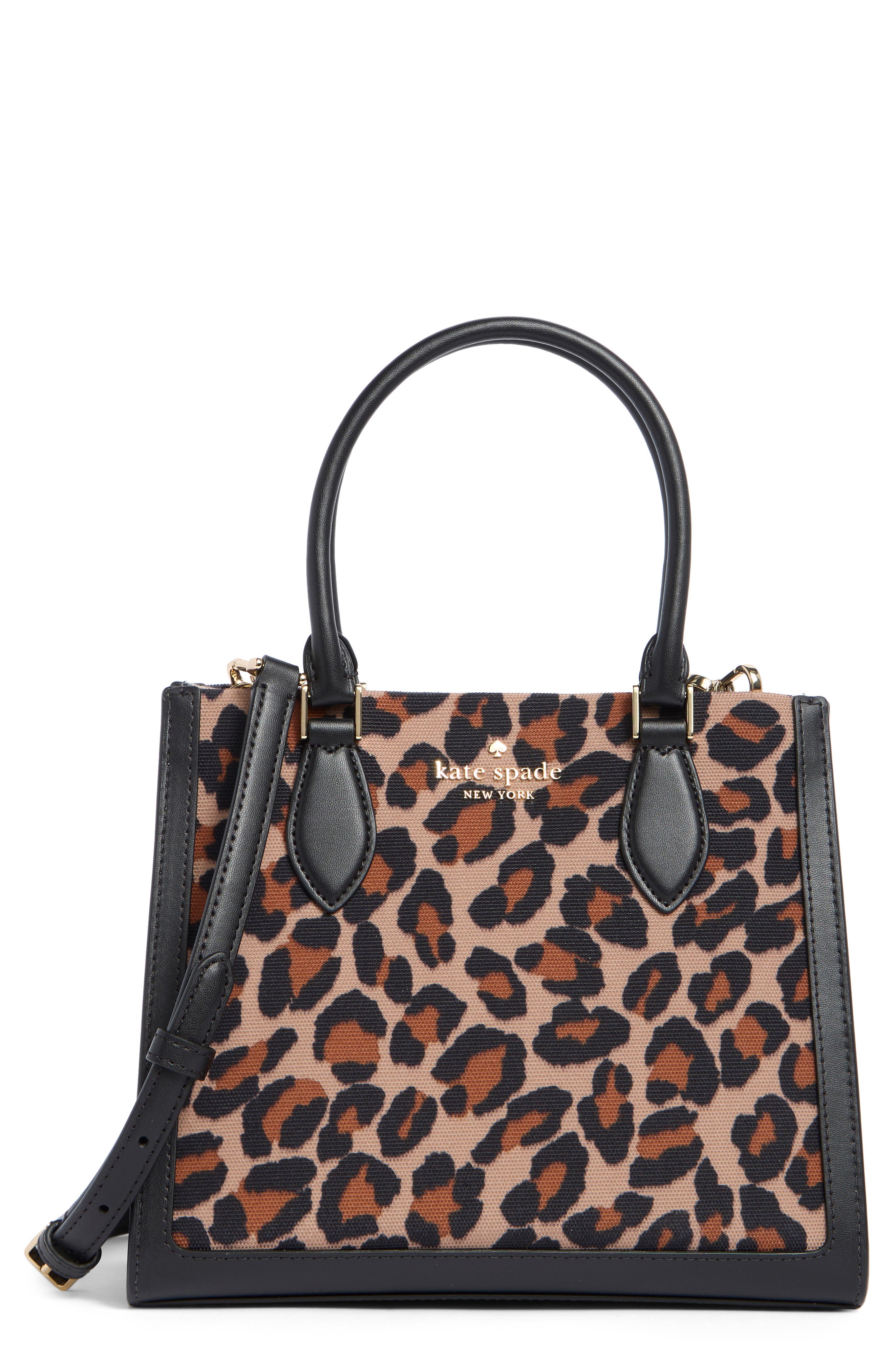 ellie spotted leopard canvas small tote bag