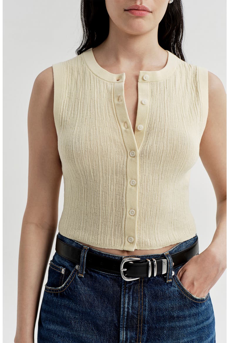 Lottie Cotton Blend Crop Top, Alternate, color, BUTTER