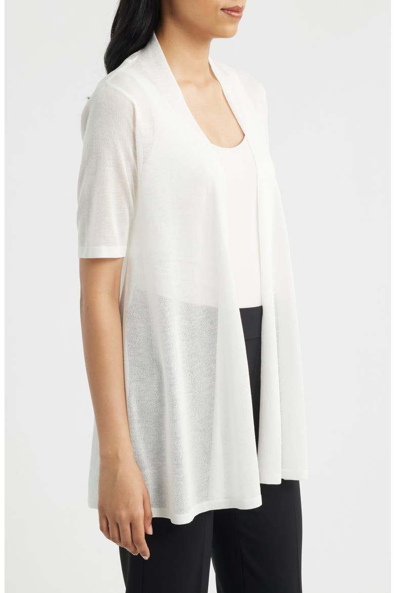 Semisheer Short Sleeve Cardigan, Alternate, color, WHITE DOVE