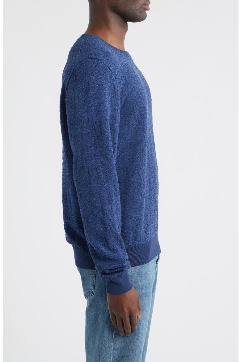 Floral Paisley Jacquard Cotton Crewneck Sweatshirt, Alternate, color, BLUE