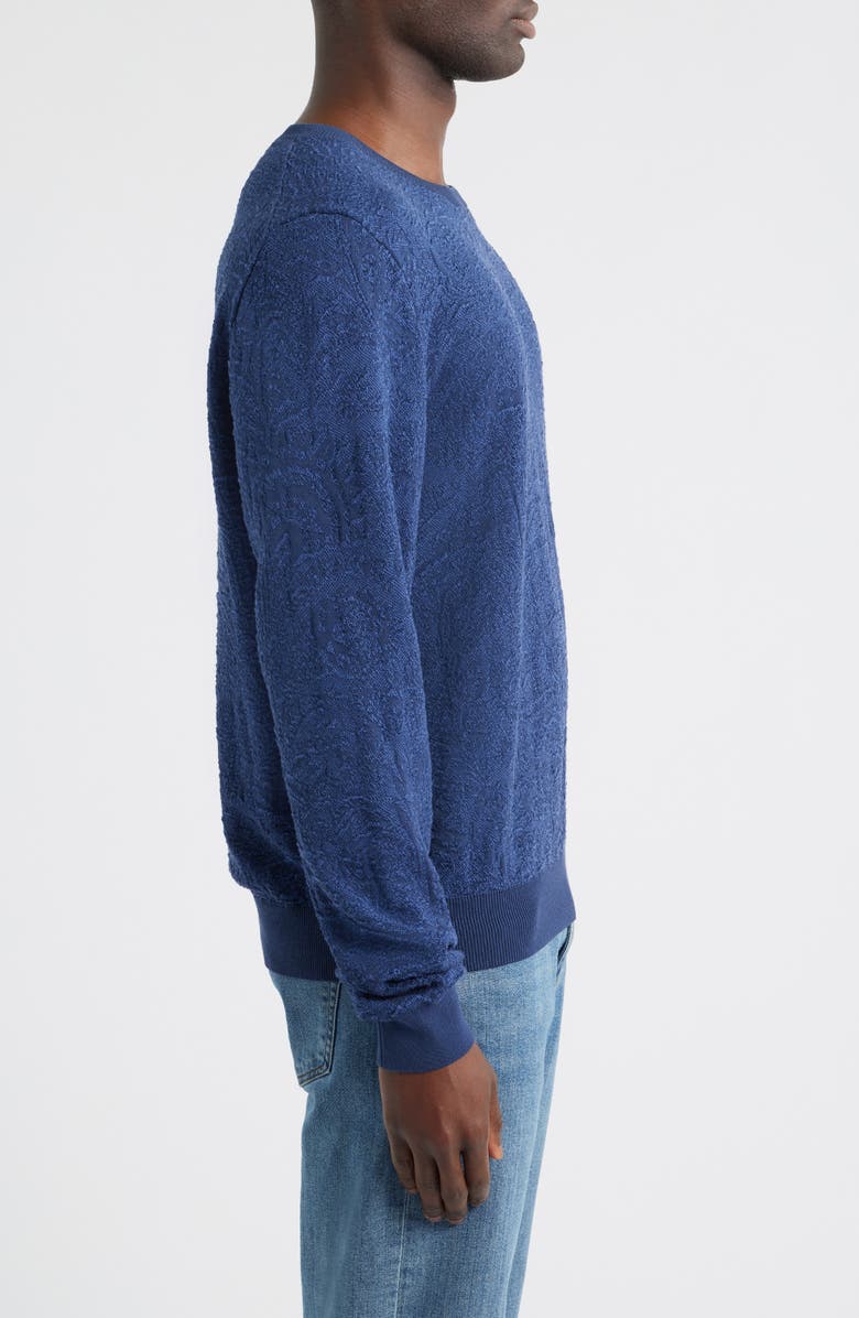 Etro Floral Paisley Jacquard Cotton Crewneck Sweatshirt, Alternate, color, Blue