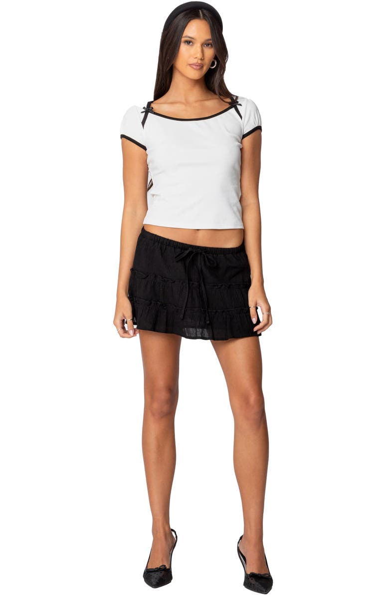 EDIKTED Lora Tiered Miniskirt, Alternate, color, Black