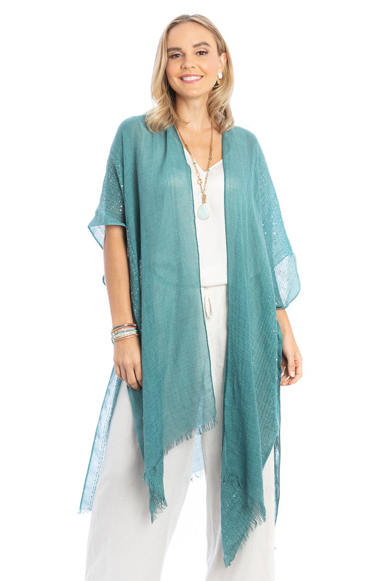 Sequin Embellished Ruana, Main, color, TURQUOISE