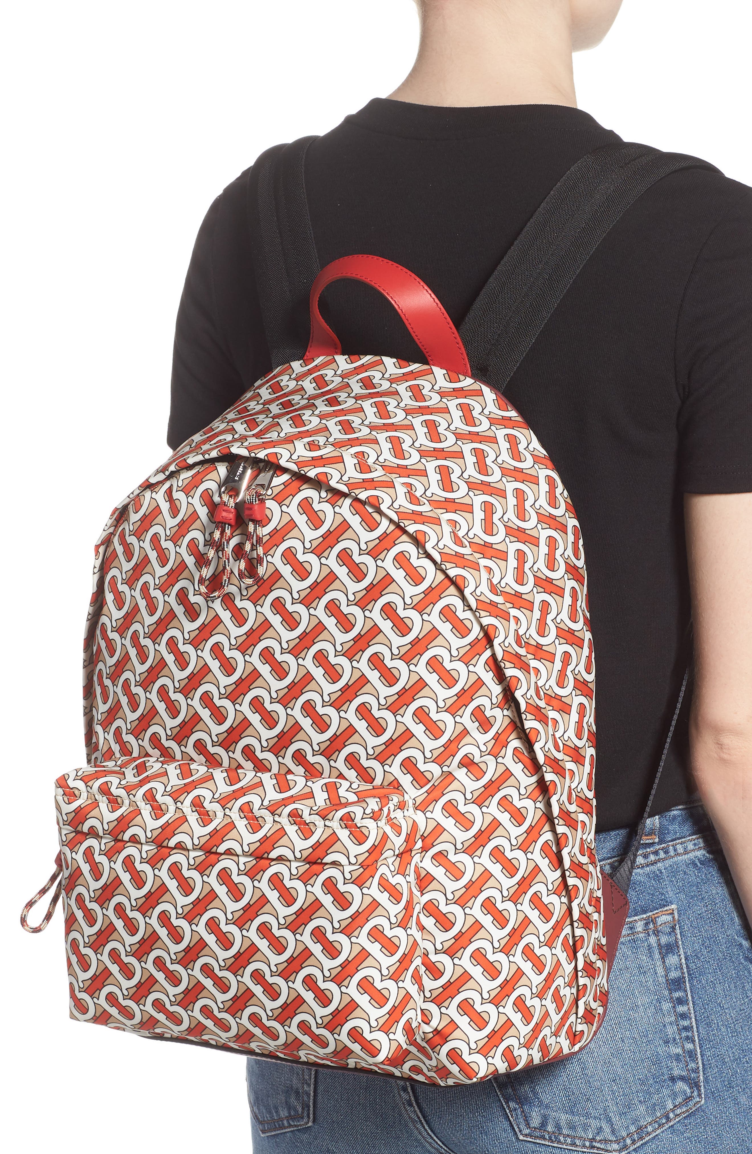 Burberry Monogram Print Nylon Backpack, Alternate, color, 