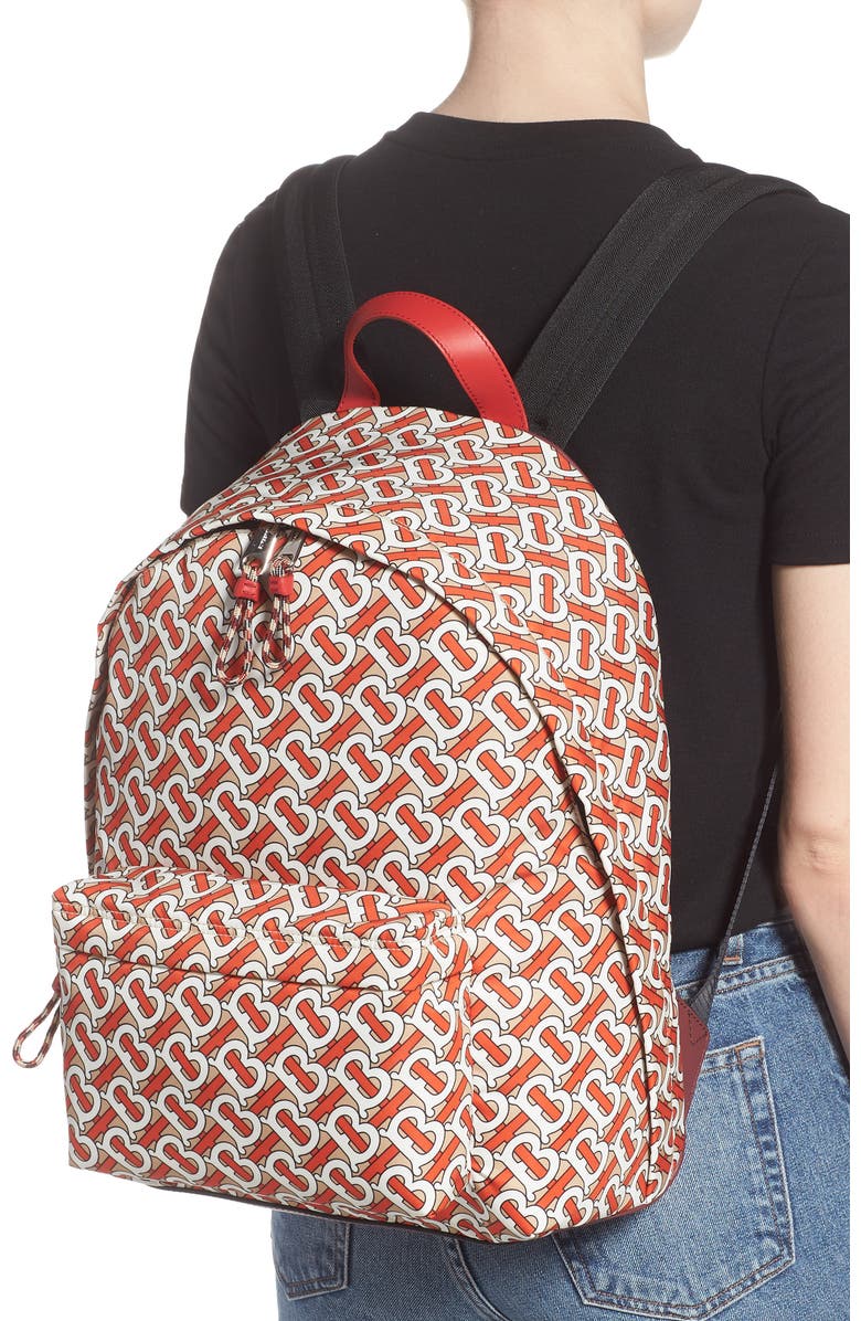 Burberry Monogram Print Nylon Backpack, Alternate, color,
