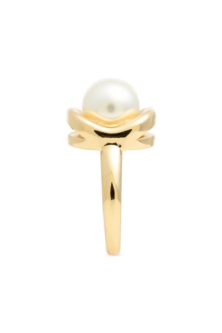 Faux Pearl Framed Ring, Alternate, color, WHITE- GOLD