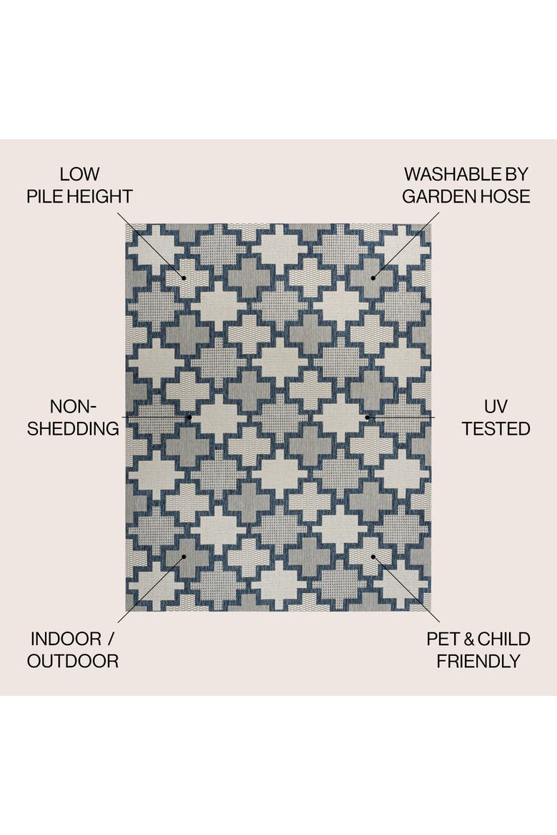 Cyrus Modern Geometric Tile Pattern Indoor/Outdoor Area Rug, Alternate, color, Navy/Cream