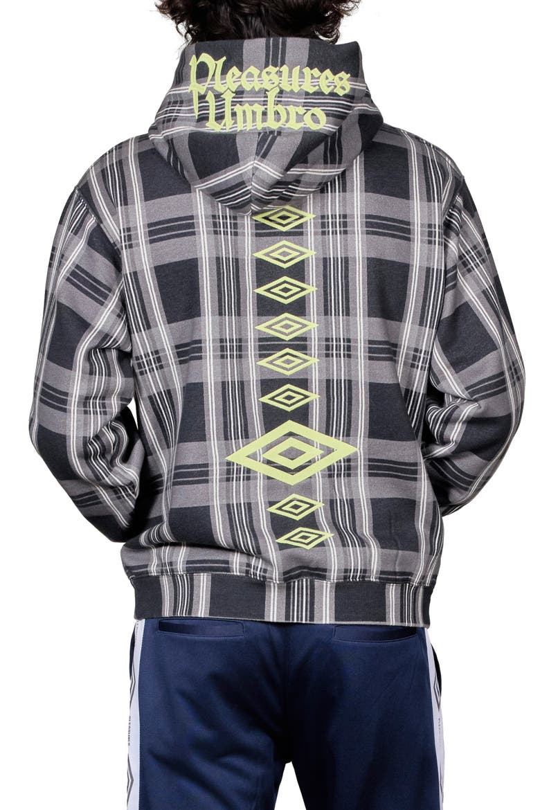 x Umbro Spine Plaid Pullover Hoodie, Alternate, color, BLACK