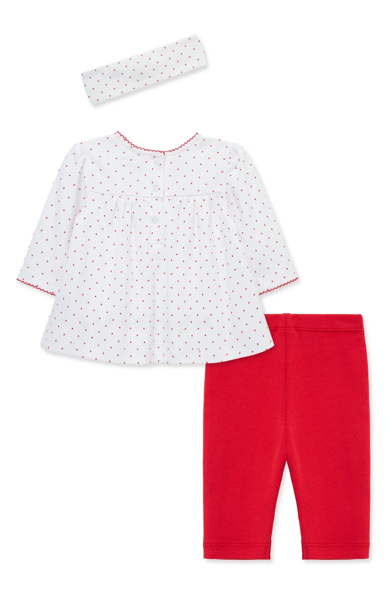 Little Me Holly Holiday Tunic, Leggings and Headband Set, Alternate, color, White/ Red