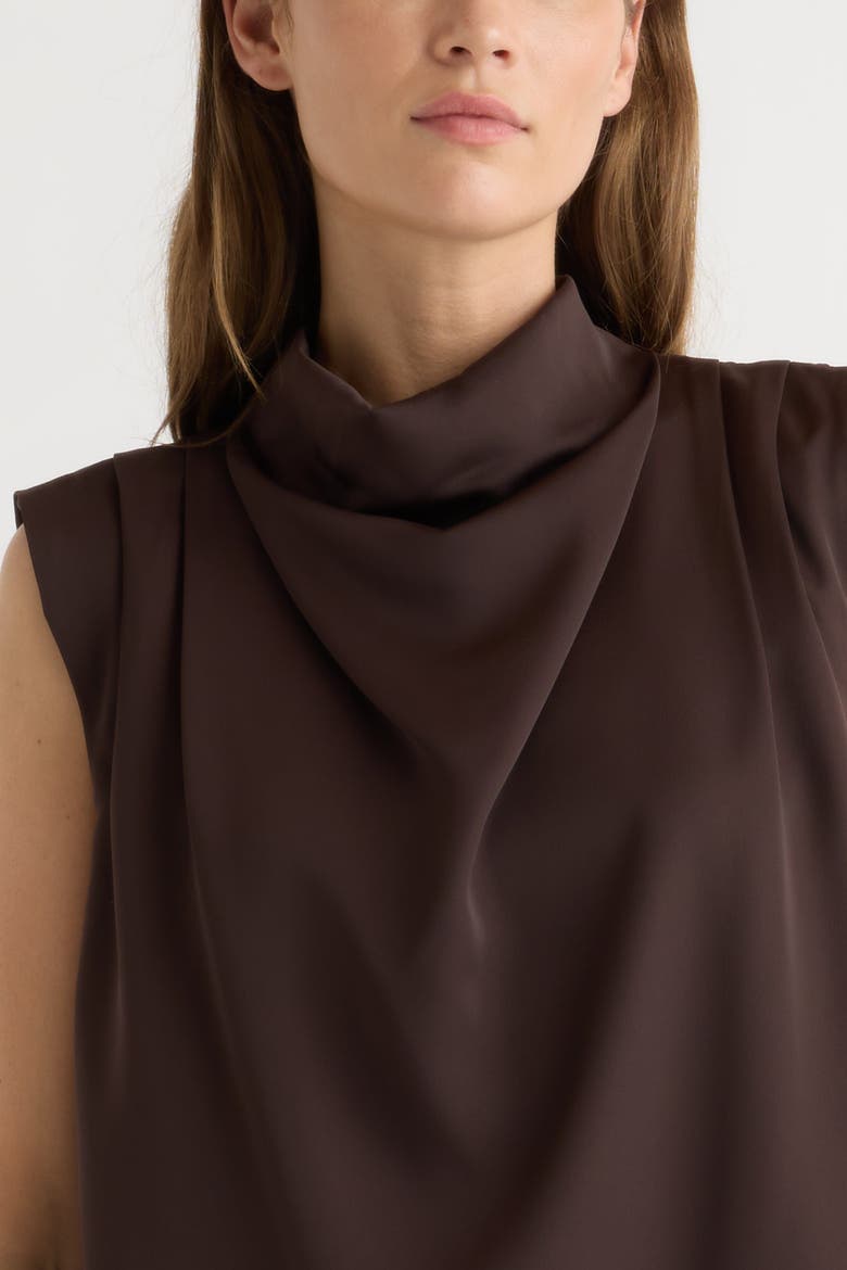 Allegra Gathered-Neck Sleeveless Blouse, Alternate, color, Plum