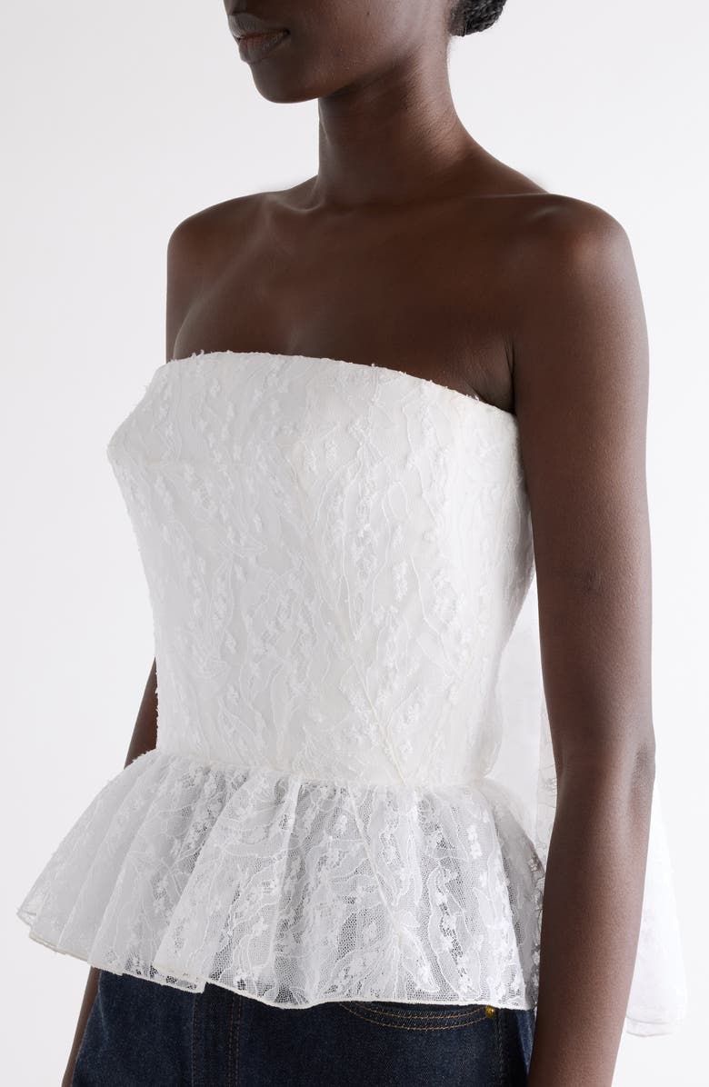Givenchy Cape Back Lace Bustier Top, Alternate, color, White