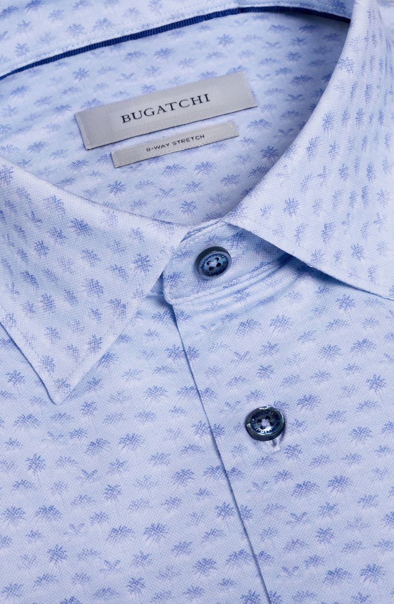 Bugatchi Miles OoohCotton<sup>®</sup> Palm Tree Print Short Sleeve Button-Up Shirt, Alternate, color, Lavender